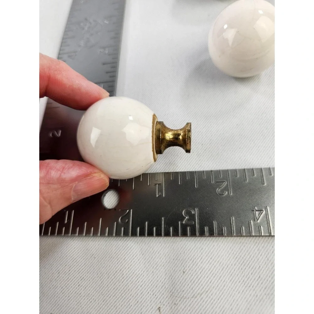 Lot of 6 Amerock 219WHT Allison Vtg Round Knob Dresser Desk Pull Ceramic Handle